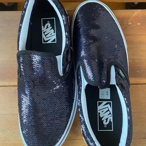 Vans Black Sequin Slip-On Shoes